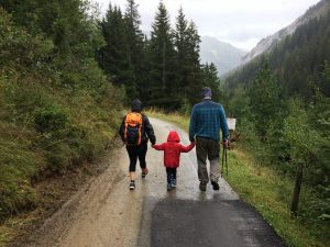Young family going for a countryside walk